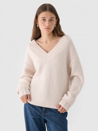 Outhorn Damski sweter Outhorn OTHWAW24TSWEF113  beżowy Beżowy