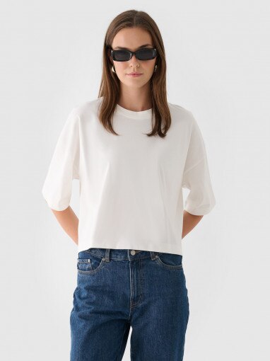 Outhorn Damski tshirt basic Outhorn OTHWAW24TTSHF1754  biały Biały