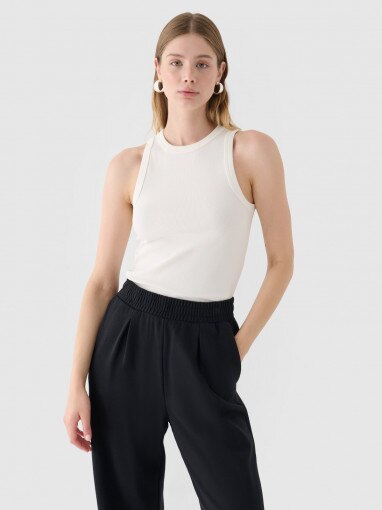  Outhorn Damski top basic Outhorn OTHWAW24TSLEF153  biały Biały