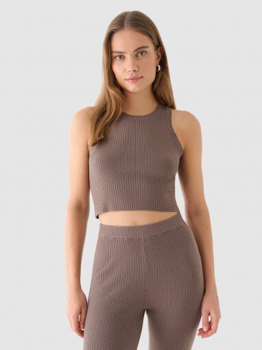 Outhorn Damski top dzianinowy Outhorn OTHWAW24TSLEF103   brązowy Brązowy