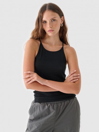 Outhorn Damski top basic Outhorn OTHWAW24TSLEF189  czarny Czarny