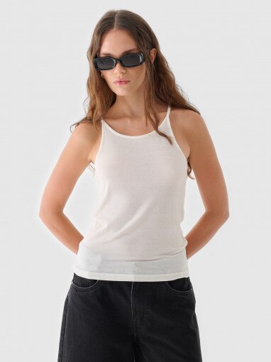 Outhorn Damski top basic Outhorn OTHWAW24TSLEF189  biały Biały