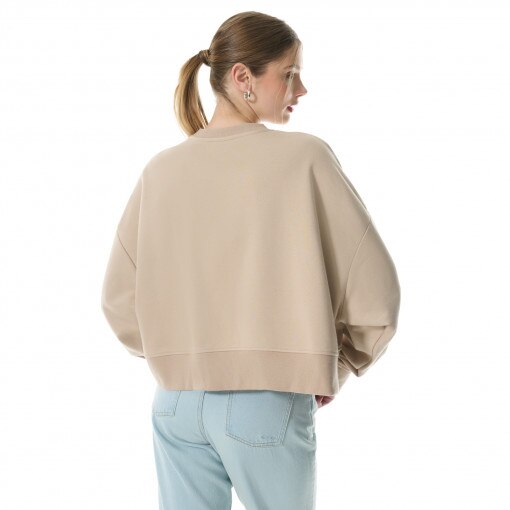Damska bluza dresowa nierozpinana bez kaptura Prosto Crewneck Vera - beżowa