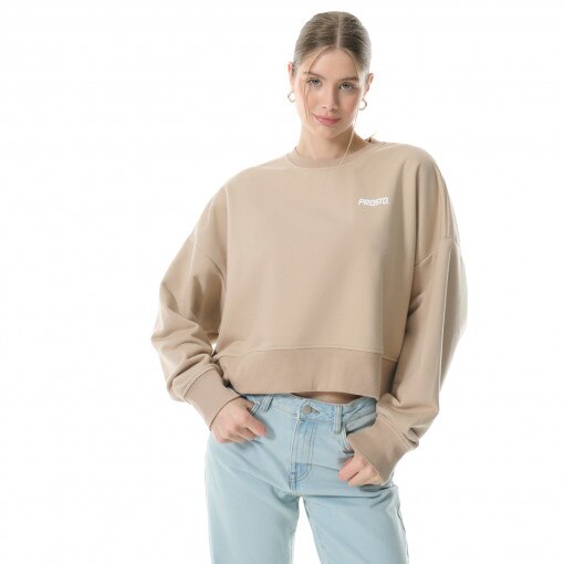 PROSTO Damska bluza dresowa nierozpinana bez kaptura Prosto Crewneck Vera  beżowa Beż