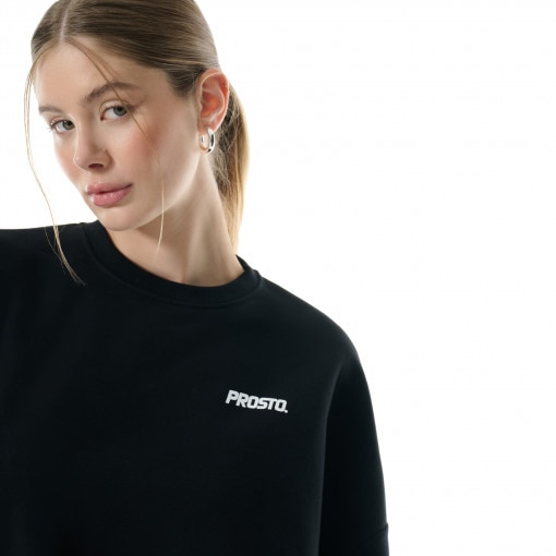 PROSTO Damska bluza dresowa nierozpinana bez kaptura Prosto Crewneck Vera  czarna Głęboka czerń