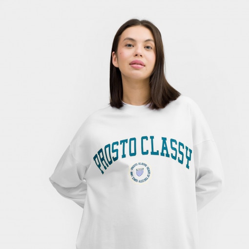 Damski longsleeve z nadrukiem Prosto Gail - biały
