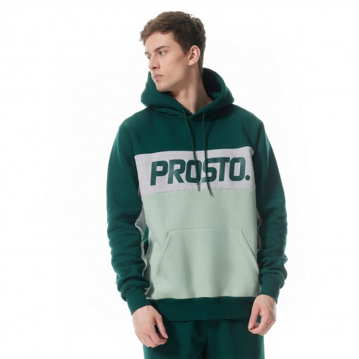PROSTO Męska bluza dresowa nierozpinana z kapturem Prosto Hoodie Quazz  zielona Zielony