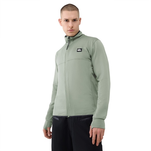 QUIKSILVER Męski polar nierozpinany bez kaptura Quiksilver Step Point Zip Up Fleece  zielony Zielony