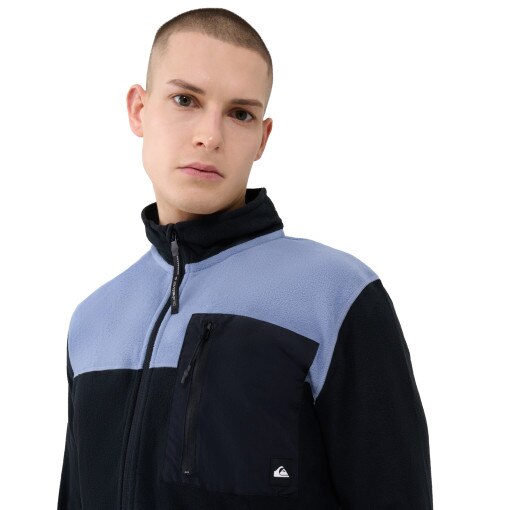 Męski polar rozpinany bez kaptura Quiksilver Aker Full Zip Fleece - czarny