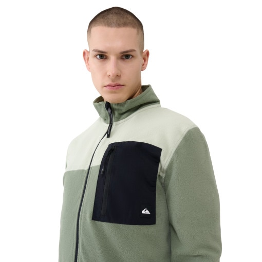 Męski polar rozpinany bez kaptura Quiksilver Aker Full Zip Fleece - zielony