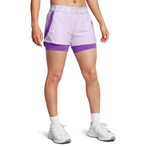 Damskie spodenki treningowe Under Armour Play Up 2-in-1 Shorts - fioletowe