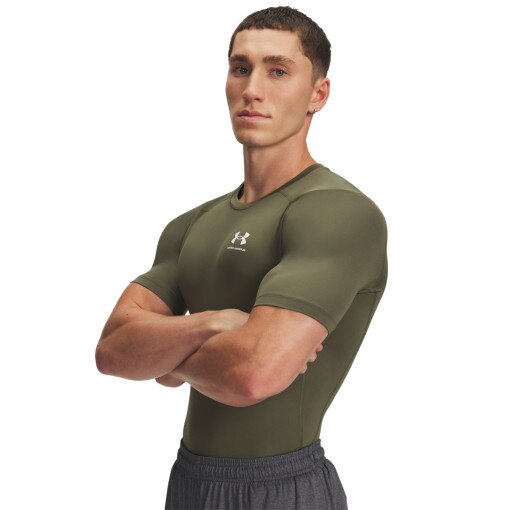 UNDER ARMOUR Męska koszulka treningowa UNDER ARMOUR UA HG Armour Comp SS  khaki Khaki