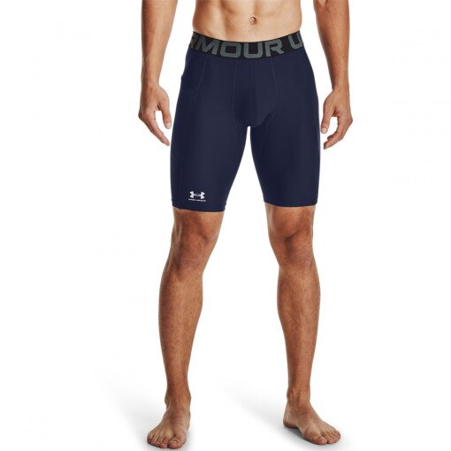 UNDER ARMOUR Męskie legginsy krótkie treningowe Under Armour HeatGear Pocket Long Shorts  granatowe Granatowy