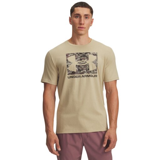 UNDER ARMOUR Męski tshirt z nadrukiem Under Armour UA ABC Camo Boxed Logo SS  beżowy Beżowy