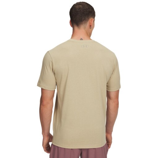Męski t-shirt z nadrukiem Under Armour UA ABC Camo Boxed Logo SS - beżowy