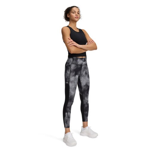 UNDER ARMOUR Damskie legginsy do biegania Under Armour UA Launch Ankle Print Tights  czarne Czarny