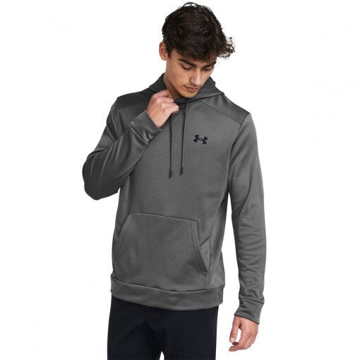 UNDER ARMOUR Męska bluza treningowa nierozpinana z kapturem Under Armour UA Armour Fleece Hoodie  szara Szary