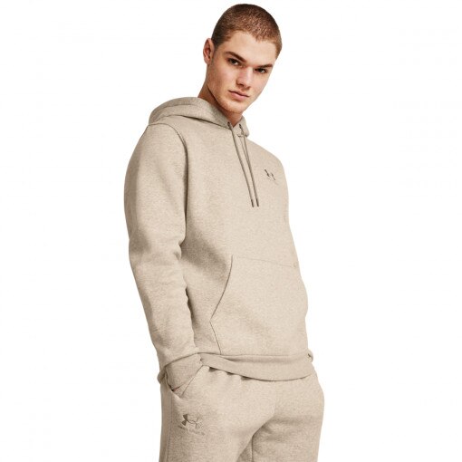 UNDER ARMOUR Męska bluza dresowa nierozpinana z kapturem Under Armour UA Icon Fleece Hoodie  beżowa Beżowy