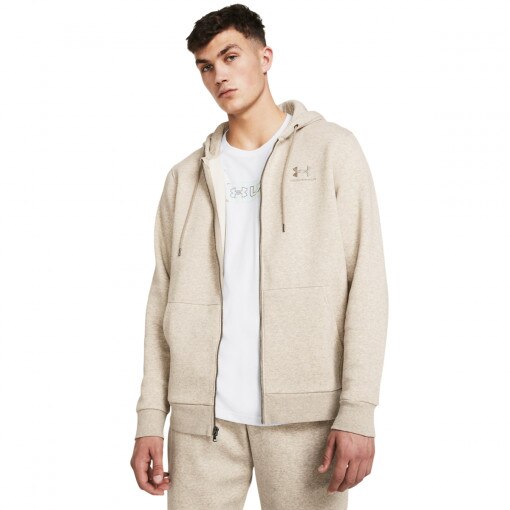 UNDER ARMOUR Męska bluza dresowa rozpinana z kapturem Under Armour UA Icon Fleece FZ Hood beżowa Beżowy