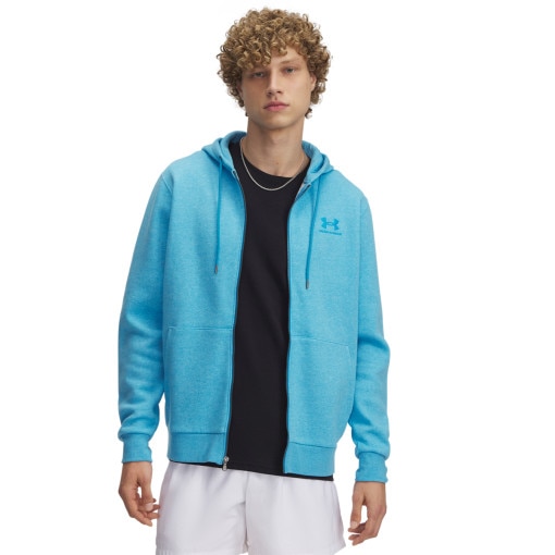 UNDER ARMOUR Męska bluza dresowa rozpinana z kapturem Under Armour UA Essential Fleece Fz Hood  niebieska Niebieski