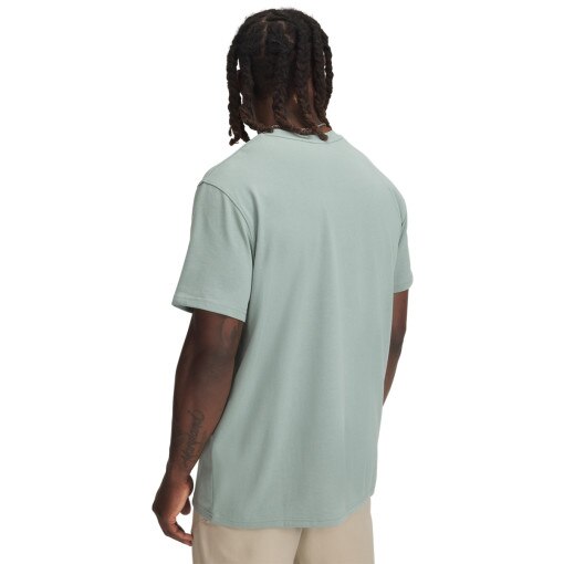 Męski t-shirt z nadrukiem Under Armour UA Logo Emb Heavyweight SS -  zielony