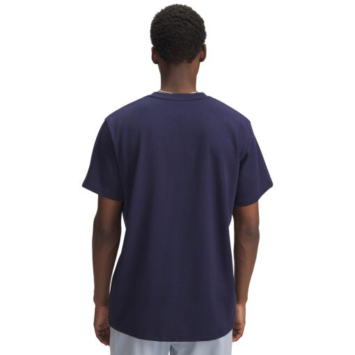 Męski t-shirt z nadrukiem Under Armour UA Logo Emb Heavyweight SS - granatowy