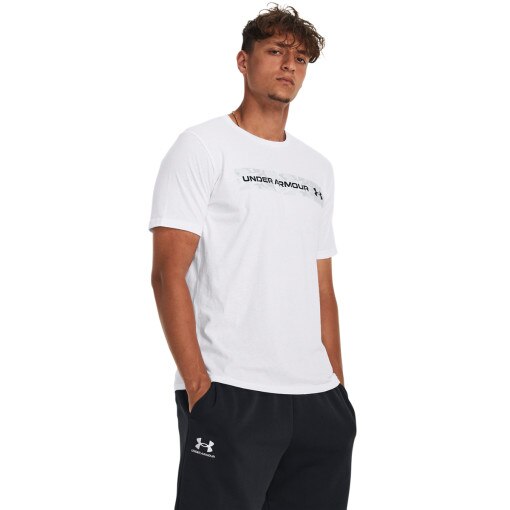 UNDER ARMOUR Męski tshirt z nadrukiem Under Armour UA Camo Chest Stripe SS  biały Biały