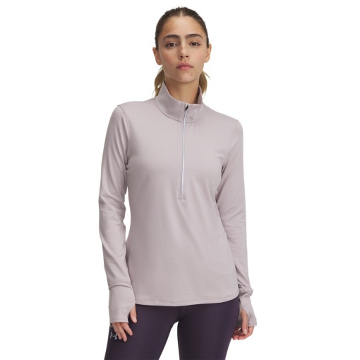 UNDER ARMOUR Damska bluza do biegania nierozpinana bez kaptura Under Armour UA Launch Pro Half Zip  beżowa Beżowy