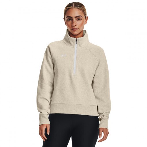 UNDER ARMOUR Damska bluza dresowa nierozpinana bez kaptura Under Armour UA Rival Fleece HZ  beżowa Beżowy