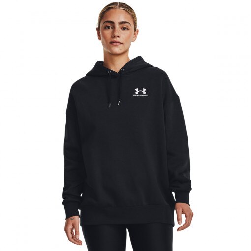 UNDER ARMOUR Damska bluza dresowa nierozpinana z kapturem Under Armour UA Icon Fleece OS Hoodie  czarna Czarny