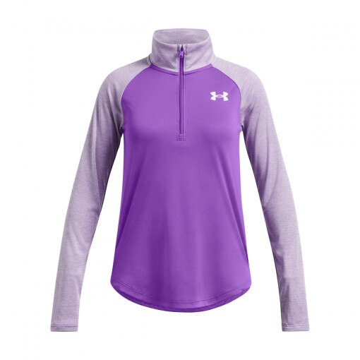 UNDER ARMOUR Dziewczęca bluza treningowa nierozpinana bez kaptura Under Armour Tech Graphic 1/2 Zip  fioletowa Fioletowy
