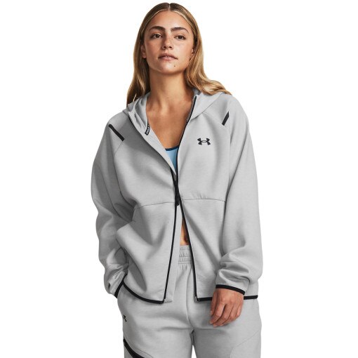 UNDER ARMOUR Damska bluza treningowa rozpinana z kapturem Under Armour Unstoppable Fleece FZ  szara Szary