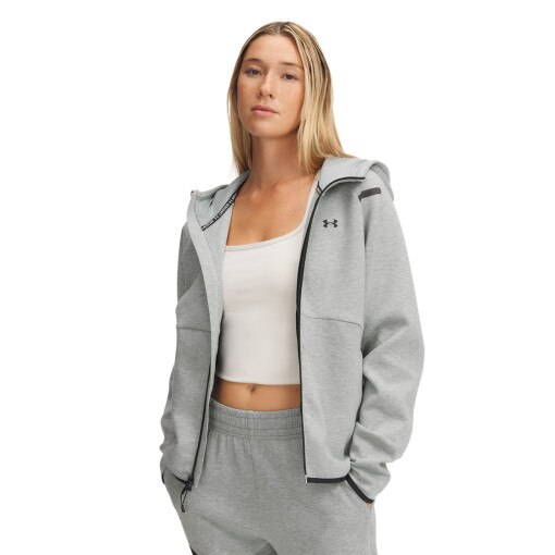 UNDER ARMOUR Damska bluza treningowa rozpinana z kapturem Under Armour Unstoppable Fleece FZ  szara Szary