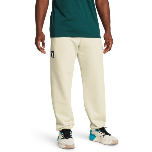 Męskie spodnie treningowe Under Armour Project Rock Hwt Terry Jgr - kremowe