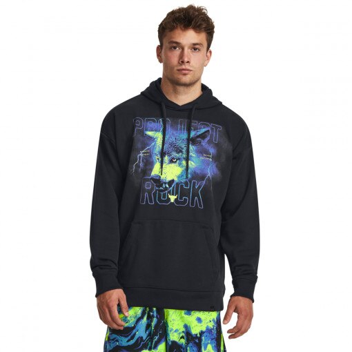UNDER ARMOUR Męska bluza treningowa nierozpinana z kapturem Under Armour Project Rock Hwt Terry HD  czarna  Czarny