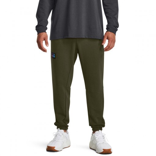 Męskie spodnie dresowe Under Armour Project Rock Hwt Terry Pant - oliwkowe/khaki