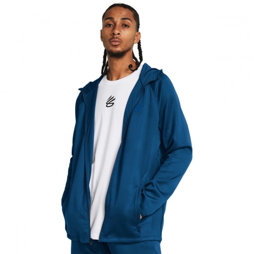 UNDER ARMOUR Męska bluza treningowa rozpinana z kapturem Under Armour Curry Playable Jacket  niebieska Niebieski