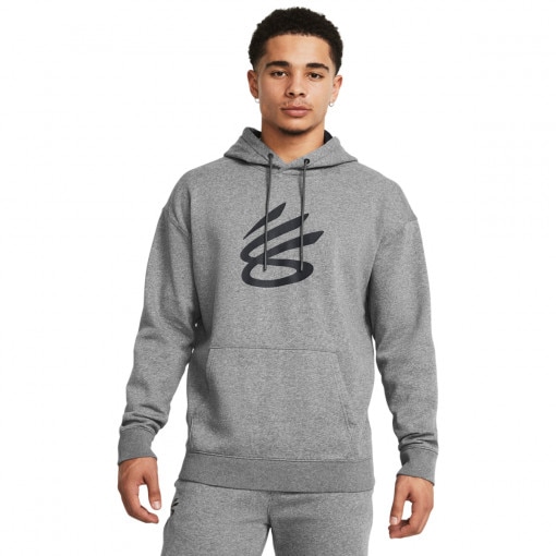 UNDER ARMOUR Męska bluza dresowa nierozpinana z kapturem Under Armour Curry Splash Hoodie  szara Szary
