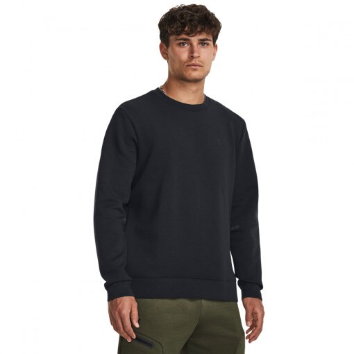 UNDER ARMOUR Męska bluza treningowa nierozpinana bez kaptura Under Armour UA Unstoppable Flc Crew  czarna Czarny