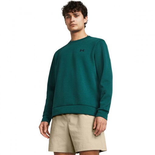 UNDER ARMOUR Męska bluza treningowa nierozpinana bez kaptura Under Armour UA Unstoppable Flc Crew  zielona Zielony