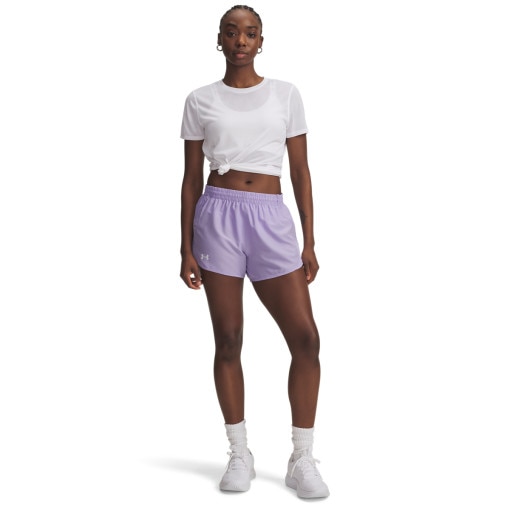 UNDER ARMOUR Damskie spodenki do biegania Under Armour UA Fly By 3'' Shorts fioletowe Fioletowy