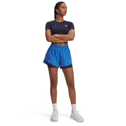 UNDER ARMOUR Damskie spodenki do biegania Under Armour UA Fly By 2in1 Short  niebieskie Niebieski