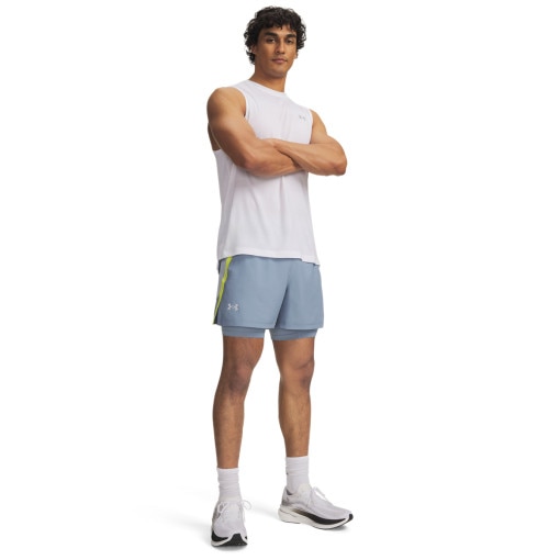 Obrazek dla: UNDER ARMOUR Męskie spodenki do biegania Under Armour UA Launch 5'' 2in1 Short  niebieskie Niebieski