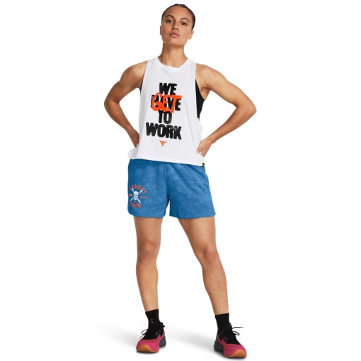 UNDER ARMOUR Damskie spodenki treningowe Under Armour Project Rock Underground Terry Shorts niebieskie Niebieski