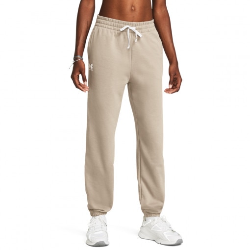 Damskie spodnie dresowe Under Armour UA Rival Terry Jogger - beżowe