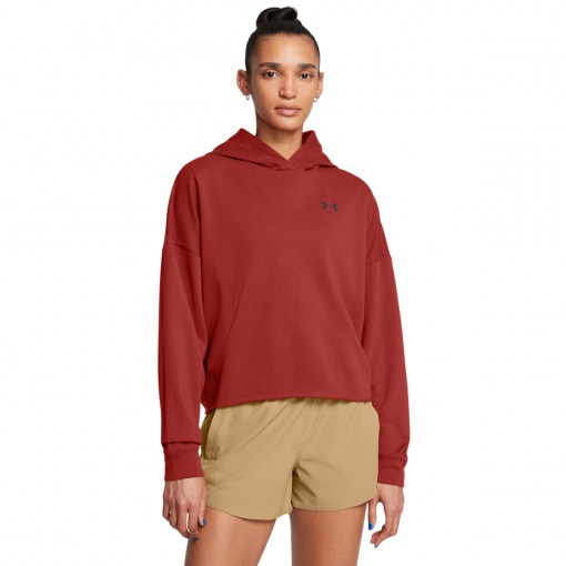 UNDER ARMOUR Damska bluza dresowa nierozpinana z kapturem Under Armour UA Rival Terry OS Hoodie  czerwona Czerwony