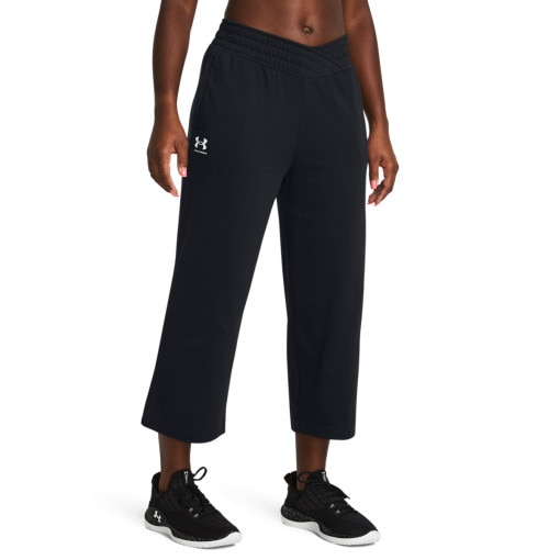 Damskie spodnie dresowe Under Armour UA Rival Terry Crop Wide Leg - czarne