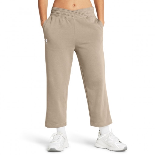 Damskie spodnie dresowe Under Armour UA Rival Terry Crop Wide Leg - brązowe