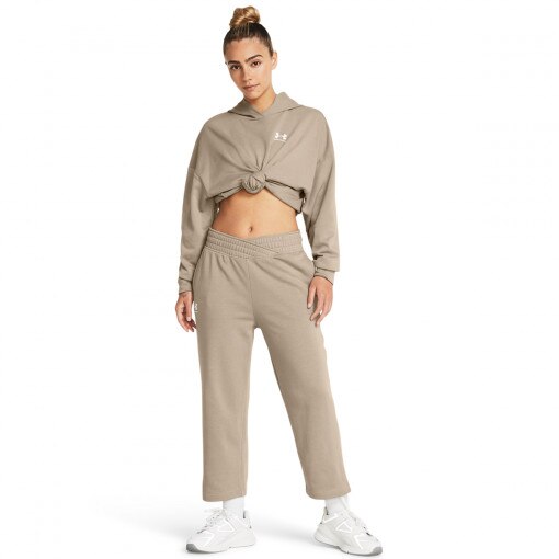 UNDER ARMOUR Damskie spodnie dresowe Under Armour UA Rival Terry Crop Wide Leg  brązowe Brązowy