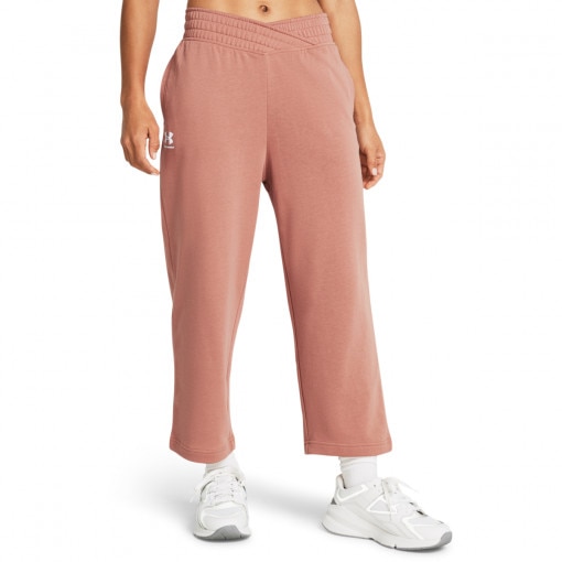 Damskie spodnie dresowe Under Armour UA Rival Terry Crop Wide Leg - różowe